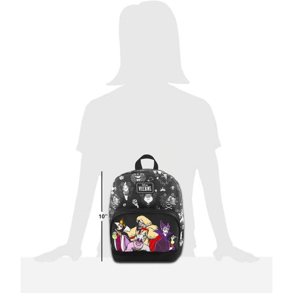 10” Mini Villains Canvas Backpack Front Pocket Plus Bottle - Picture 5 of 7